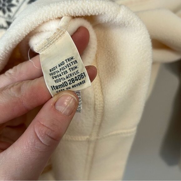 L.L. Bean Women's Nordic Fair Isle Fleece Full Zip Cream Jacket Size Large - Picture 4 of 7
